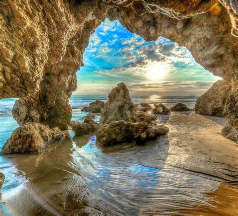 Majestic Malibu Sea Cave Sunset Landscape Photography Ocean