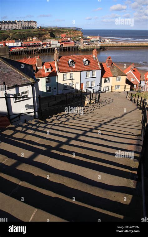 The Famous 99 Steps At Whitby North Yorkshire Stock Photo Alamy