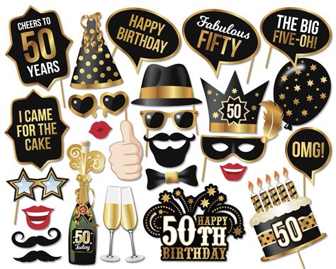 50th Birthday Photo Booth Frame And Props Digital Download Etsy