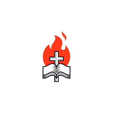 ícone De Cruz Bíblia E Fogo Logotipo Da Igreja A Bíblia Aberta E A