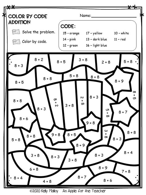 Colour By Numbers Worksheets 4th Of July