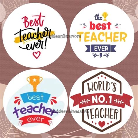 Jual Stiker Sticker Bulat Label The Best Teacher Ever Dekorasi Kemasan