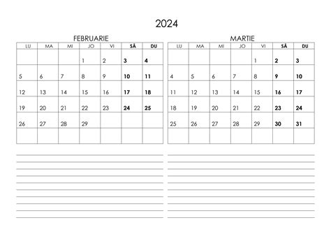 Calendar Februarie Martie 2024 Calendarulsu