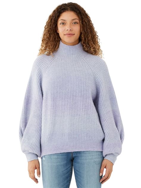 Scoop Scoop Womens Spacedyed Turtleneck Sweater With Blouson Sleeves