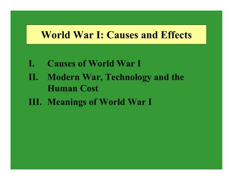 🌱 Causes And Effects Of World War I World War I Causes Overview