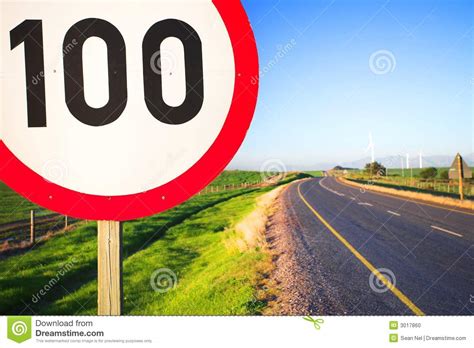 Road Sign For Speed Limit Stock Photo Image Of Sunny