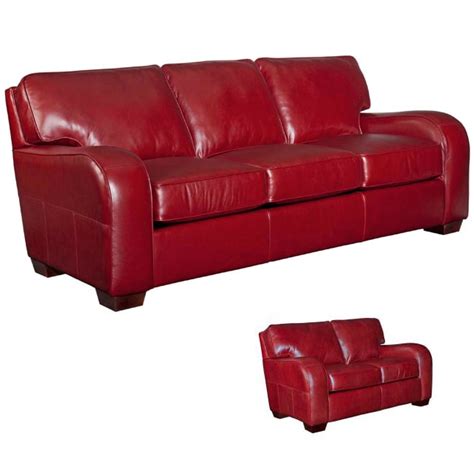 Broyhill Melanie Red Leather Sofa Loveseat Set Free Shipping Today
