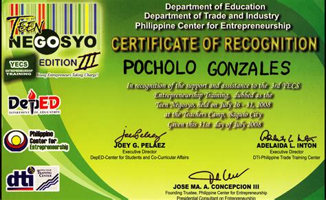 Deped Cert Of Recognition Template Certificate Of Recognition