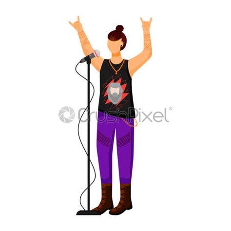 rock band flat vector illustration music group with two vocalists stock vector crushpixel