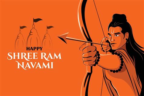 Shree Ram Navami Celebration Lord Rama Standing With Bow And Arrow