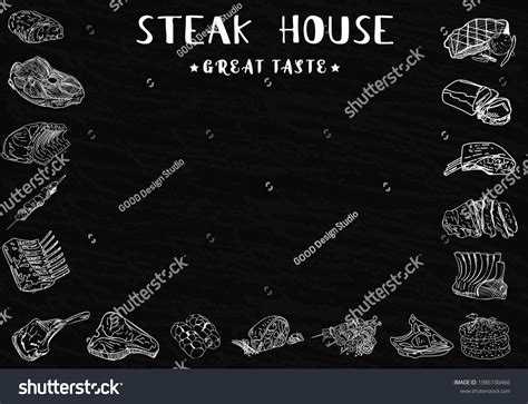 Steak Menu Restaurant Template On Chalkboard Stock Vector Royalty Free