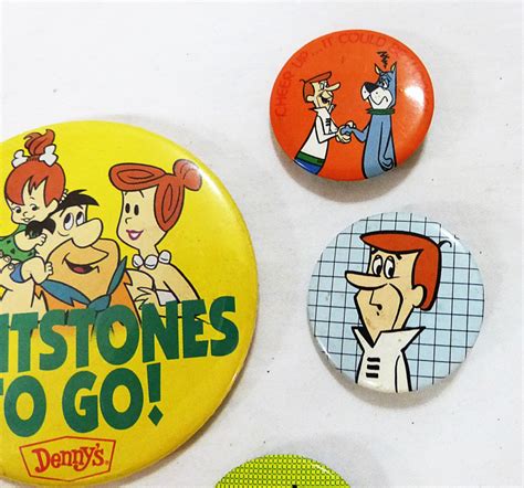 Vintage Hanna Barbera Flintstones To Go Dennys Promo Pinback Etsy