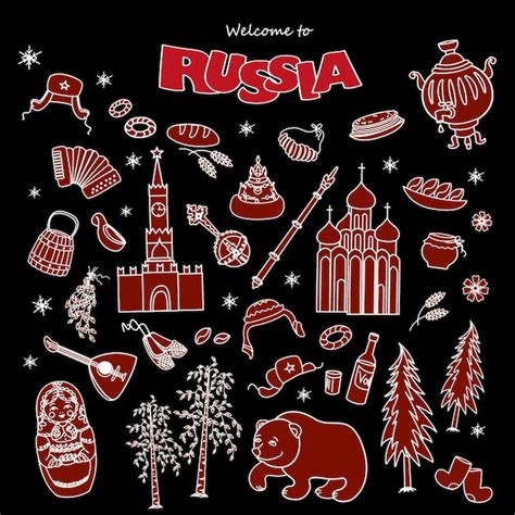 Premium Vector Russian Symbols Travel Russia Russian Traditions Set