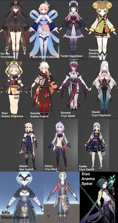 An Image Of Some Anime Characters With Different Outfits And Hair