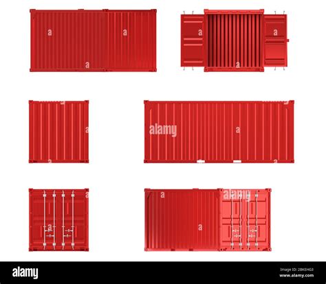 A High Quality Image Of A Red 20ft Shipping Container On A White