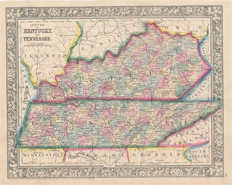 County Map Of Kentucky And Tennessee By Kentucky Tennessee Map