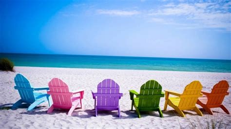 Colorful Beach Chairs Wallpaper Hd Wallpaper Wallpaperfx