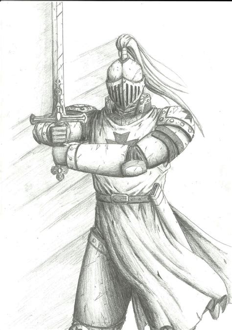 Medieval Knight Drawing Sketch Coloring Page