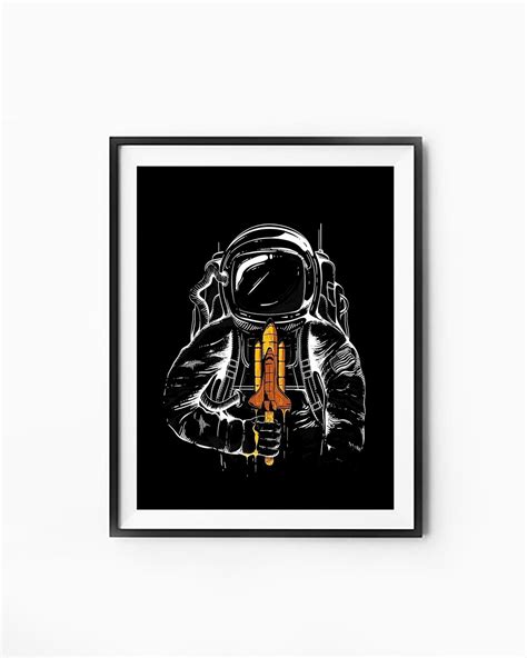 Astronaut Print Space Wall Art Outer Space Wall Art Etsy