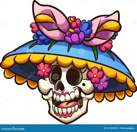Traditional Mexican Catrina Head Stock Vector Illustration Of Skull