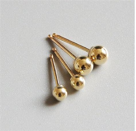 New 14K SOLID GOLD Ball Stud Earrings 3MM 4MM 5MM Small Etsy