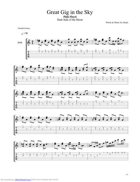 The Great Gig In The Sky Guitar Pro Tab By Pink Floyd