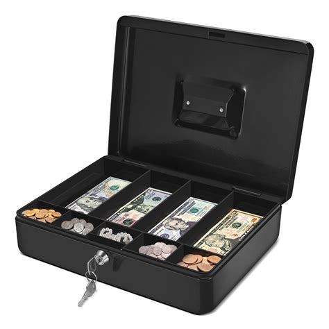 Buy Flexzion Cash Box With Money Tray And Lock Metal Cash Box For