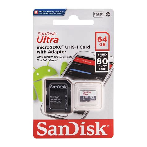 Order Sandisk Ultra 64gb Sdxc Micro Sd Uhs 1 80 Mbs Online At Best