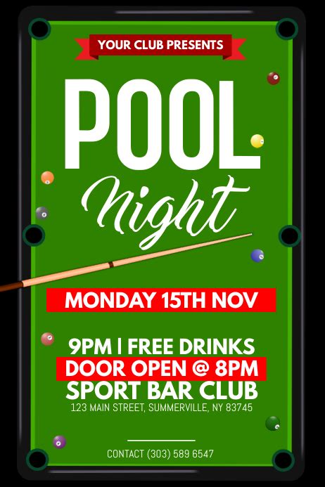 Pool Night Poster Template Postermywall