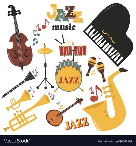 Most relevant best selling latest uploads. Jazz musical instruments tools icons jazzband Vector Image