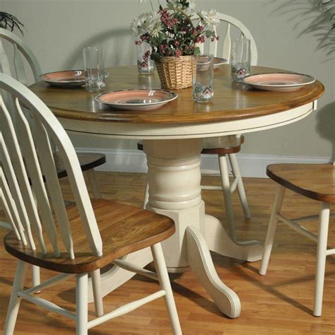 Have To Have It Barnsdale Round Pedestal Two Tone Dining Table White