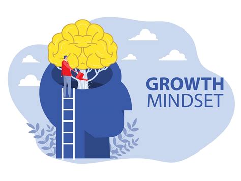 Businessman Watering Plants With Big Brain Growth Mindset Concept