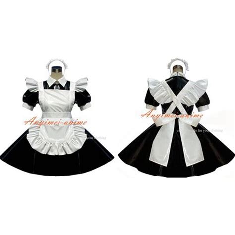 sexy sissy maid pvc dress lockable uniform cosplay costume tailor made[g343] on