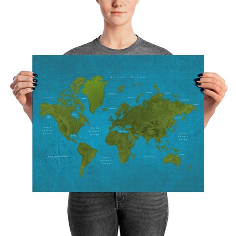 Map Of The World Poster Big World Map Huge World Map Giant Etsy
