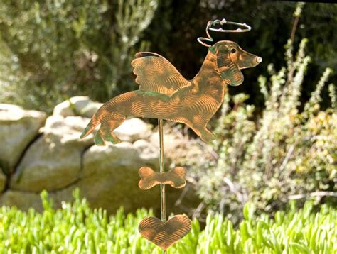 Dachshund Dog Pet Memorial Angel Lawn Ornament Metal Outdoor