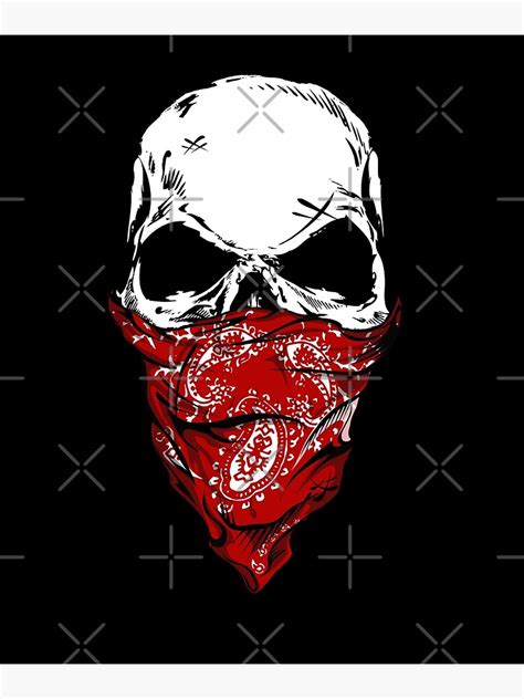Badass Gang Skull With Red Bandana Poster For Sale By Printpress