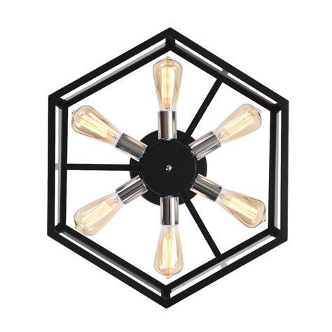 Modern Black Geometric Ceiling Light Lightfixturesusa Black Semi