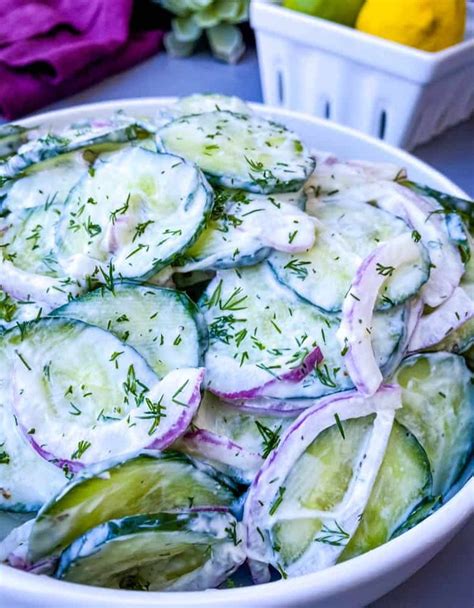Serves 6, more with a spread of foods. This Easy Creamy Cucumber Salad Recipe is made with sour ...