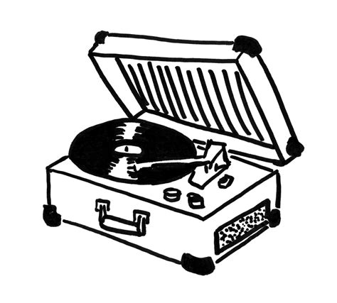Old Record Player Drawing Sketch Coloring Page