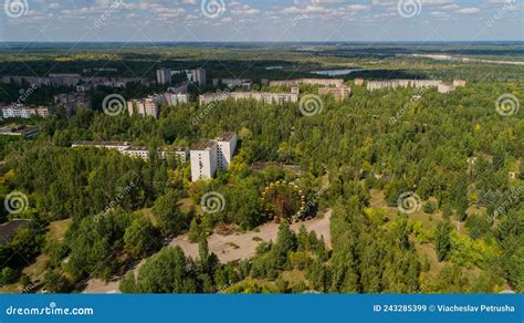 Aerial View Abandoned Buildings In City Pripyat Chernobyl Nuclear