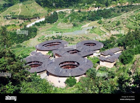 China Fujian Province Hakka Tulou Round Earth Buildings On The Unesco
