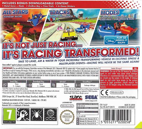 Sonic And All Stars Racing Transformed Bonus Edition 2012 Box Cover