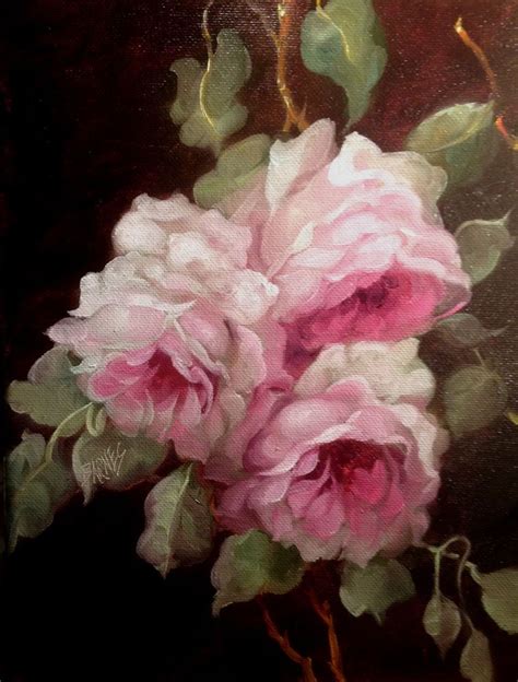 Antique Oil Painting Roses Art And Collectibles Oil