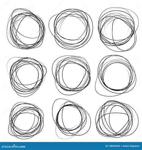 Hand Drawn Circle Or Scribble Circles Collection Stock Vector