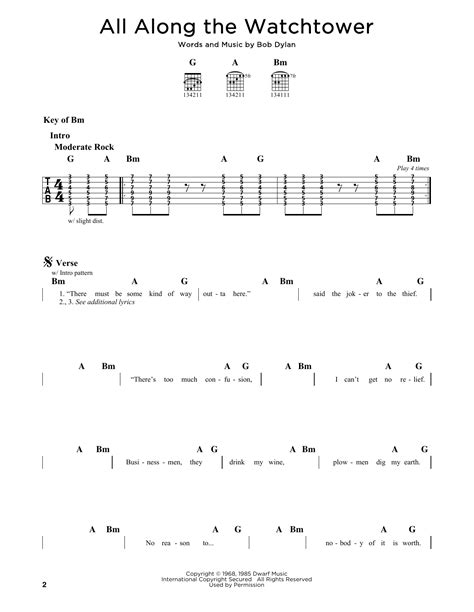 All Along The Watchtower | Sheet Music Direct