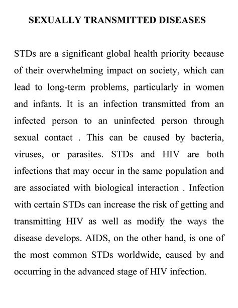 Sexually Transmitted Diseases Sexually Transmitted Diseases Stds