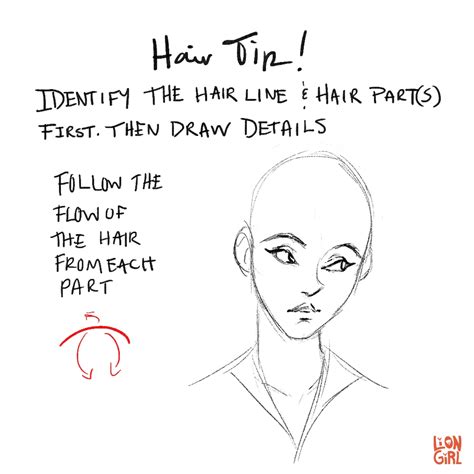 Hair Tip 1 When Drawing Hair Start With The Hairline And Hair Part