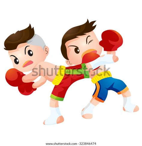 Vector Illustration Cute Thai Boxing Kids Stock Vector Royalty Free
