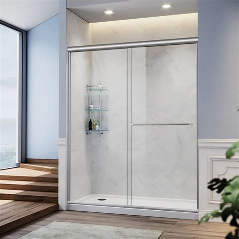 sunny shower glass sliding shower door 48 w x 72 h semi frameless bypass shower enclosure 1 4
