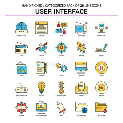 User Interface Flat Line Icon Set Business Concept Icons Desi Stock